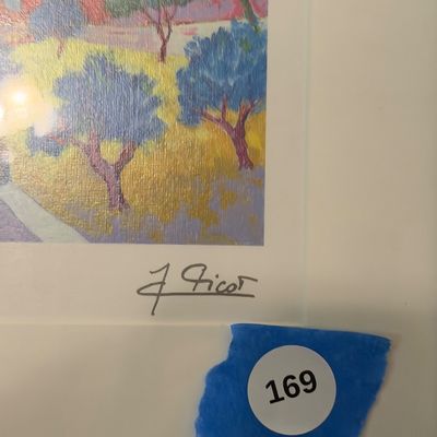 Jean-Claude Picot Signed French Riviera Coastal Landscape Print – Framed 13" x 15"