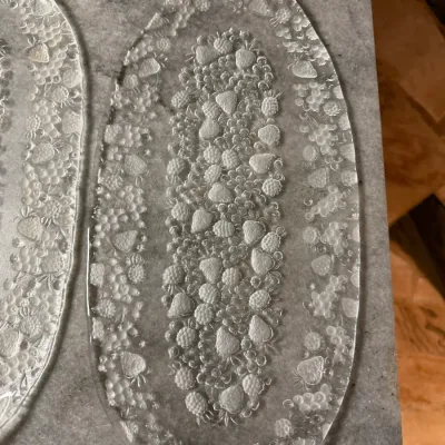Pair Vintage Mikasa Strawberry Fare Crystal 16" Canapé Serving Trays – 1980s