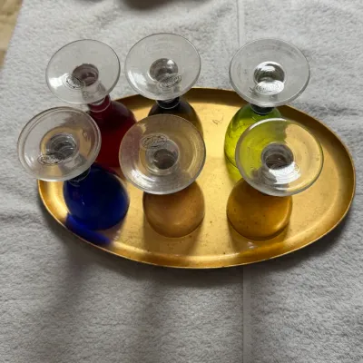 Home Essentials & Beyond Set of 6 Multicolor Blown Glass Wine Goblets – Jewel Tones