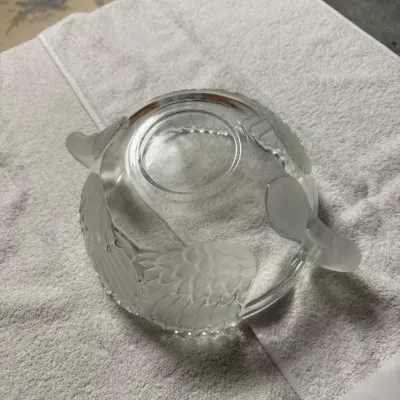 Vintage Mikasa Walther Crystal Double Swan Bowl Frosted Glass West Germany