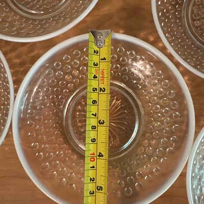 White Opalescent Hobnail Glass Bowls – Set of 8