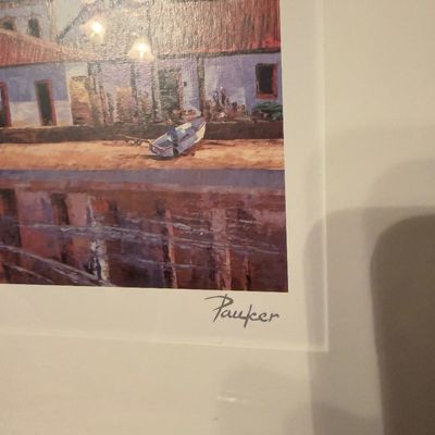 Alex Pauker “Reflections” Framed Seriolithograph – Tropical Waterfront Village