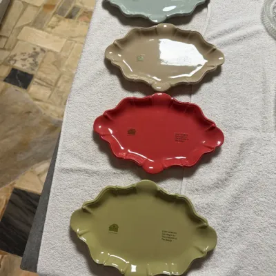 Waterford Great Room Set of 4 Scalloped Ceramic Serving Trays – Multicolor (DR)
