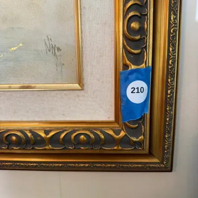 Signed Nix Limited Edition Woman in Red Figural Art – Ornate Gold Frame DR