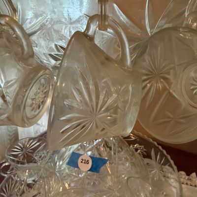 Vintage Anchor Hocking Punch bowl set in Star of David pattern-DR