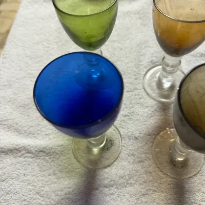 Home Essentials & Beyond Set of 6 Multicolor Blown Glass Wine Goblets – Jewel Tones