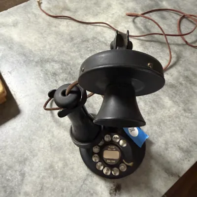 Antique 1920s Black Candlestick Rotary Dial Telephone w/ Receiver – Untested