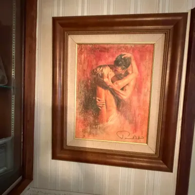 Pino Daeni Romantic Couple Embrace Framed Art – Signed Pino