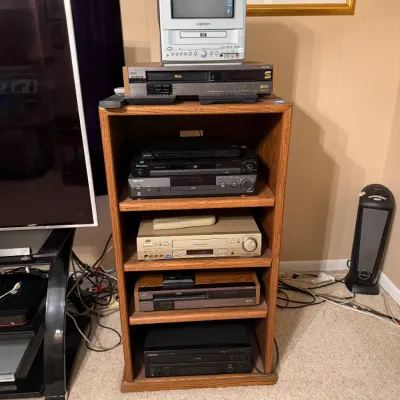 Vintage Oak-Finish Stereo Component Cabinet / Audio Rack – 44" Tall CHOICE #2 (TVR)