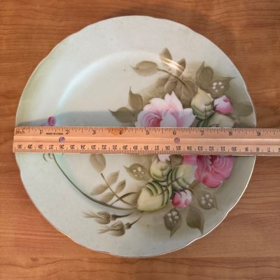 Beautiful Vintage Lefton China "Heritage Green" Hand-Painted Floral Plate- (DR)