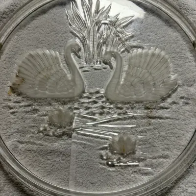 Vintage Mikasa Walther-Glas Schwanensee Swan Lake Crystal Cake Plate Platter – West Germany