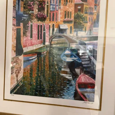 Howard Behrens Signed & Numbered Limited Edition Venice Canal Art Print 72/395 – Framed (LR)
