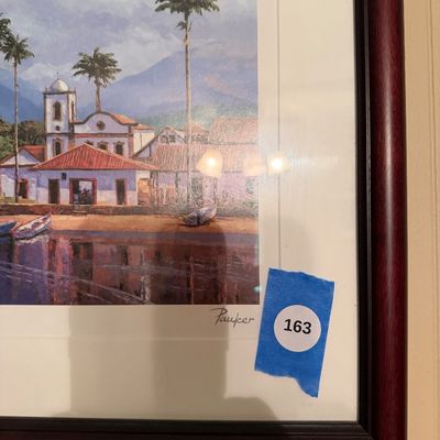 Alex Pauker “Reflections” Framed Seriolithograph – Tropical Waterfront Village