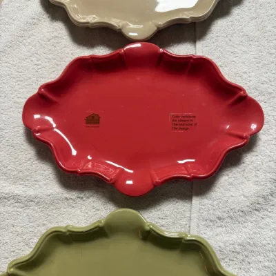 Waterford Great Room Set of 4 Scalloped Ceramic Serving Trays – Multicolor (DR)