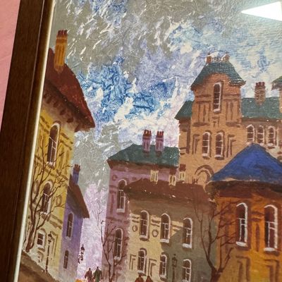 Beautiful Anatole Krasnyansky Style Framed Cityscape Art Print