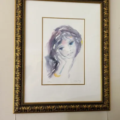 Ting Shao Kuang Signed Artist Proof EA 13/125 Female Portrait – Framed (MBR)