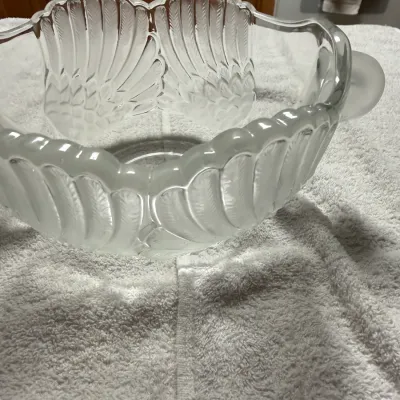 Vintage Mikasa Walther Crystal Double Swan Bowl Frosted Glass West Germany