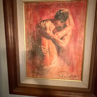 Pino Daeni Romantic Couple Embrace Framed Art – Signed Pino