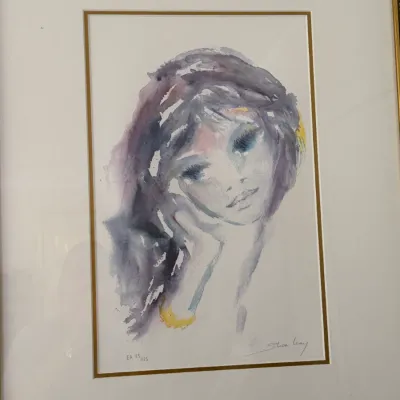 Ting Shao Kuang Signed Artist Proof EA 13/125 Female Portrait – Framed (MBR)