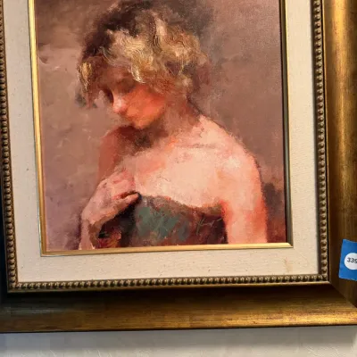 Pino Daeni Signed & Numbered Woman Portrait Giclée on Canvas 32/195 – Framed