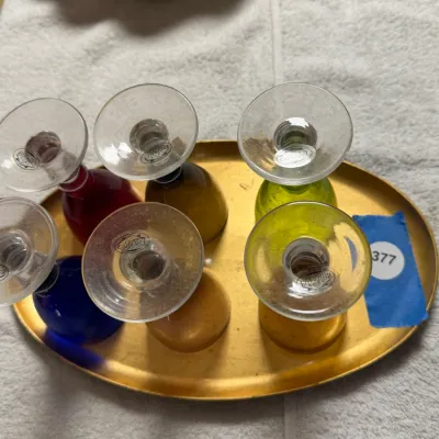 Home Essentials & Beyond Set of 6 Multicolor Blown Glass Wine Goblets – Jewel Tones