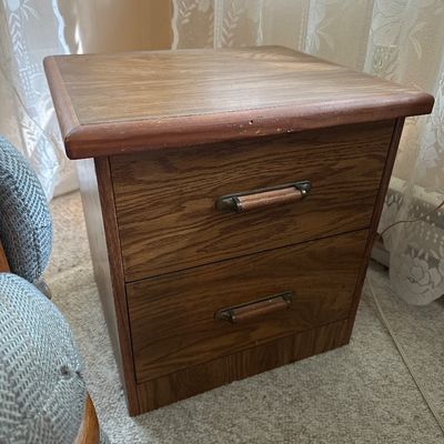 Two-Drawer Woodgrain Nightstand / End Table