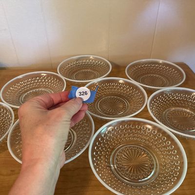 White Opalescent Hobnail Glass Bowls – Set of 8