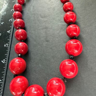 Vintage red beaded necklace