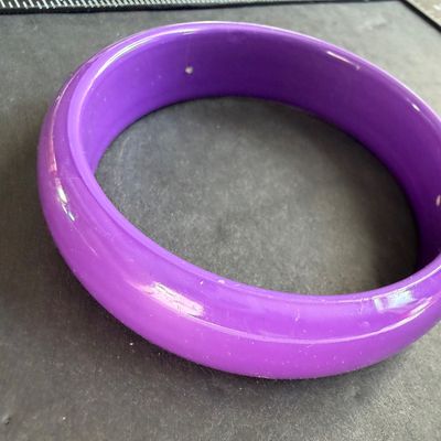 glossy, chunky purple acrylic or resin bangle bracelet