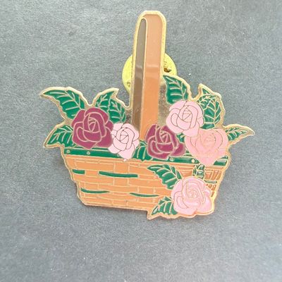 Vintage marked roses basket push pin