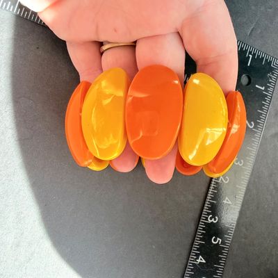 Orange and yellow stretch beaded bracelet