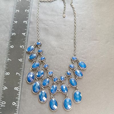 Marked royal blue colored gemstone type necklace