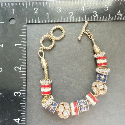 Vintage beautiful red white and blue charm bracelet