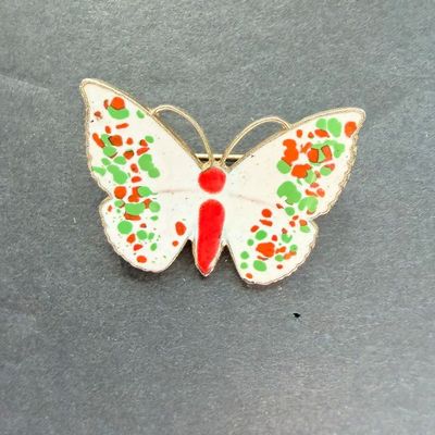 Vintage gold tone enamel butterfly pin