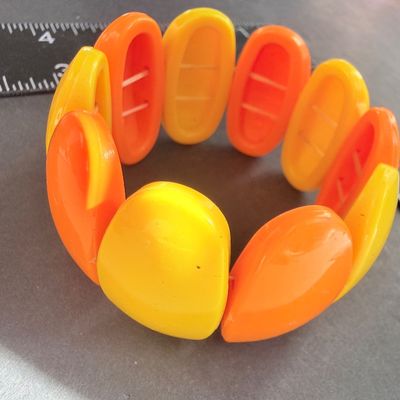 Orange and yellow stretch beaded bracelet