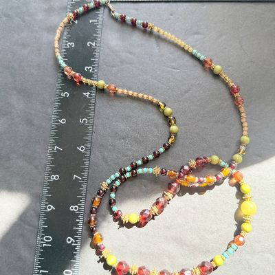 Crystal colorful type beaded vintage style necklace