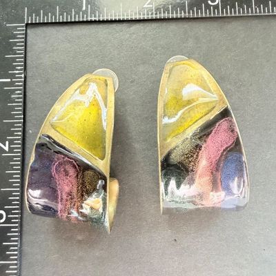 Vintage enamel statement earrings
