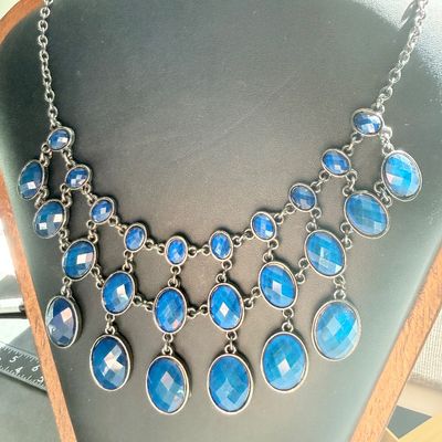Marked royal blue colored gemstone type necklace