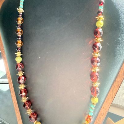 Crystal colorful type beaded vintage style necklace