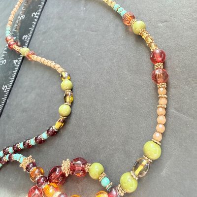 Crystal colorful type beaded vintage style necklace