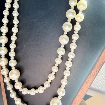 Faux pearl double layer vintage necklace