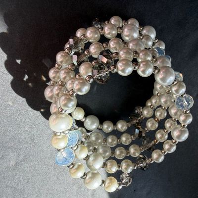 Faux pearl beaded wire beaded bracelet
