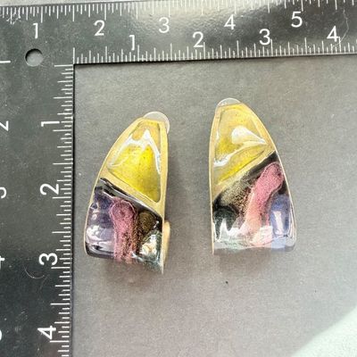Vintage enamel statement earrings