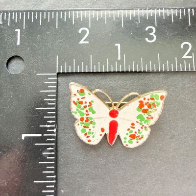 Vintage gold tone enamel butterfly pin