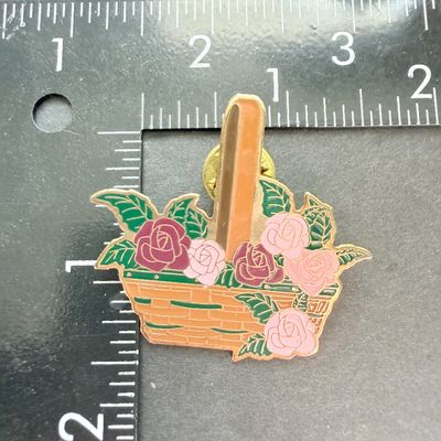 Vintage marked roses basket push pin
