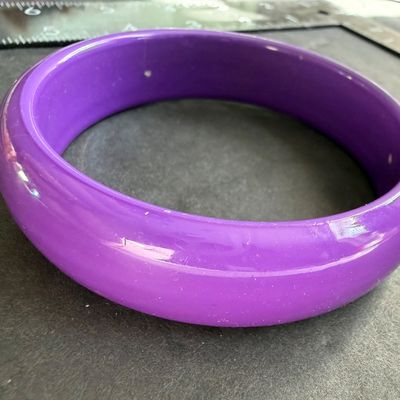 glossy, chunky purple acrylic or resin bangle bracelet