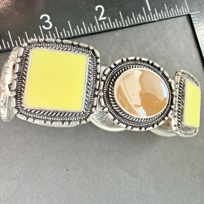 Enamel silver tone stretch bracelet