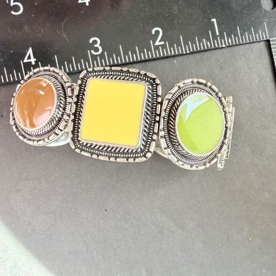 Enamel silver tone stretch bracelet