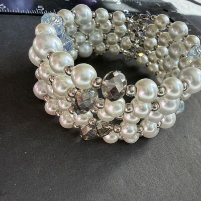 Faux pearl beaded wire beaded bracelet
