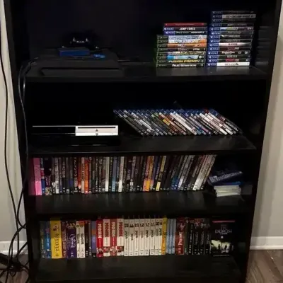 Sturdy Black 4-Shelf Adjustable Bookcase - Contents Not Included